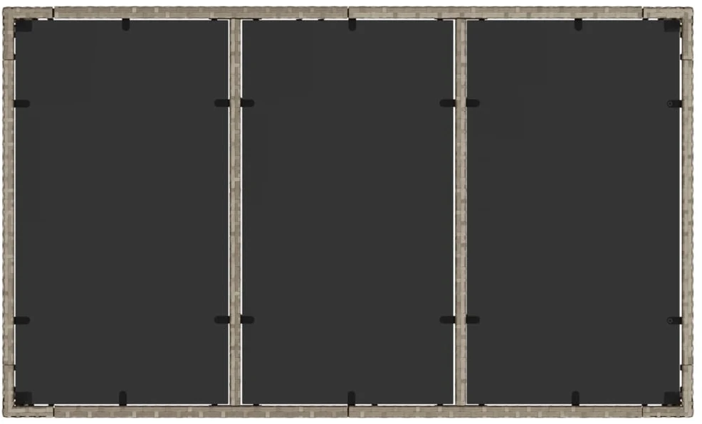 Stalas su stikliniu stalviršiu, pilkas, 150x90x75cm, ratanas