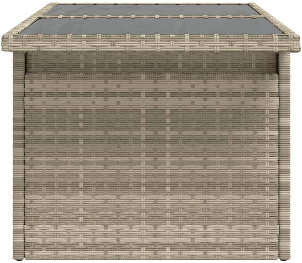 Stalas su stikliniu stalviršiu, pilkas, 100x55x73cm, PE ratanas