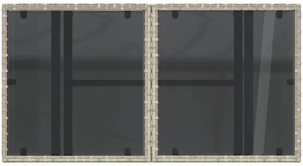 Stalas su stikliniu stalviršiu, pilkas, 100x55x73cm, PE ratanas