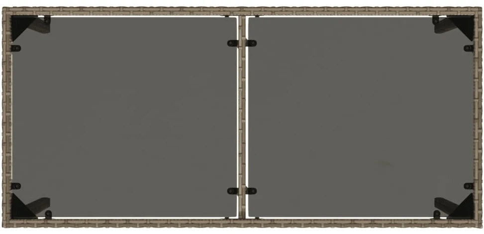 Stalas su stikliniu stalviršiu, pilkas, 115x54x74cm, PE ratanas