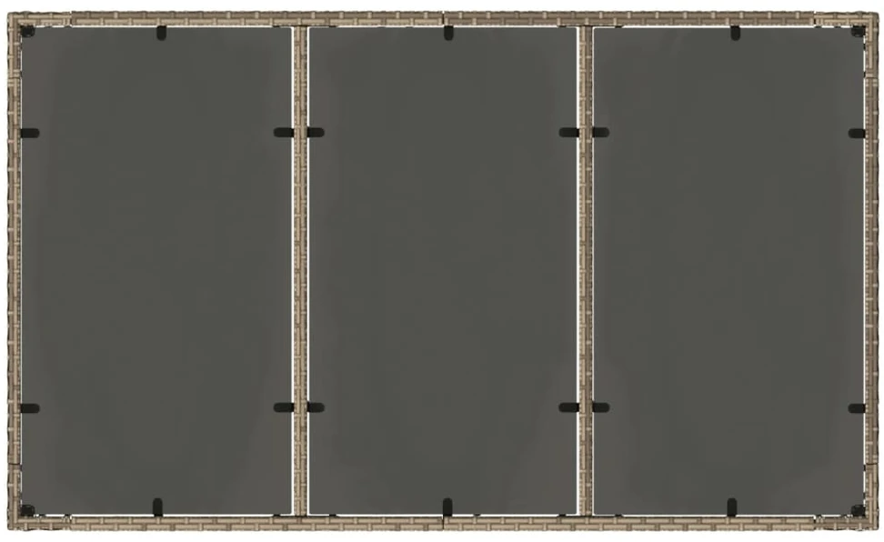 Stalas su stikliniu stalviršiu, pilkas, 150x90x75cm, ratanas