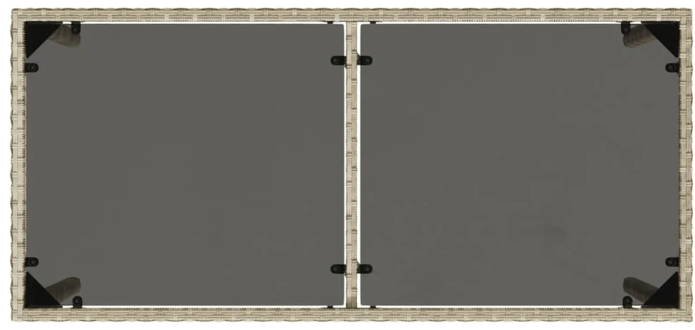Stalas su stikliniu stalviršiu, pilkas, 115x54x74cm, PE ratanas