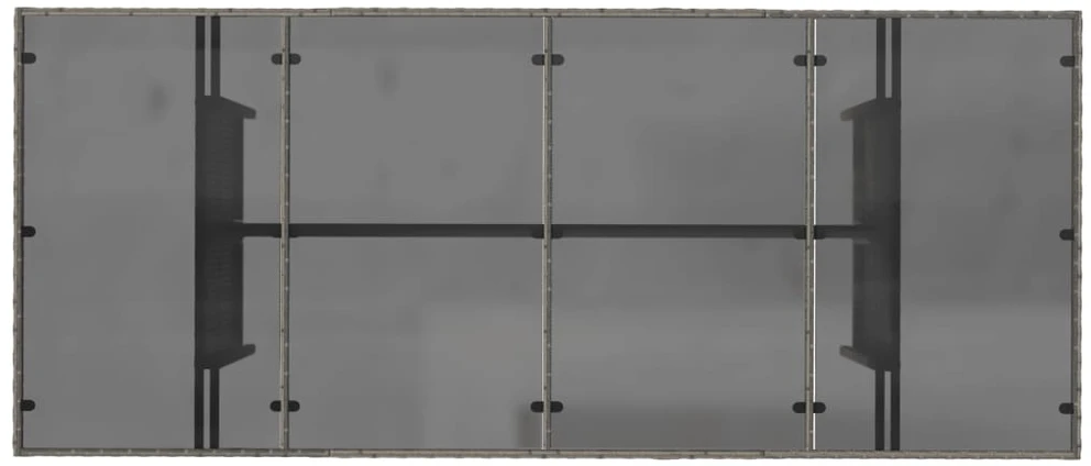 Stalas su stikliniu stalviršiu, pilkas, 190x80x74cm, PE ratanas
