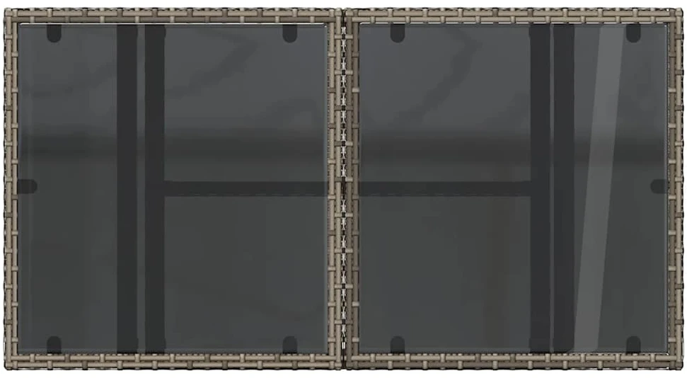 Stalas su stikliniu stalviršiu, pilkas, 100x55x73cm, PE ratanas