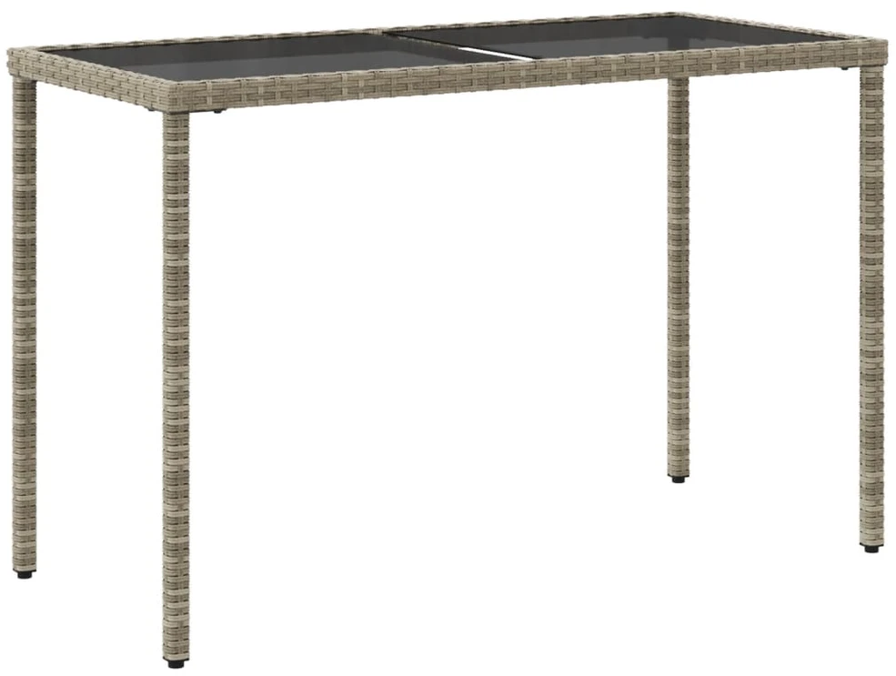 Stalas su stikliniu stalviršiu, pilkas, 115x54x74cm, PE ratanas