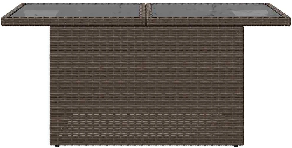Stalas su stikliniu stalviršiu, rudas, 100x55x73cm, poliratanas
