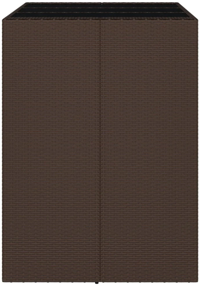 Stalas su stikliniu stalviršiu, rudas, 105x80x110cm, ratanas