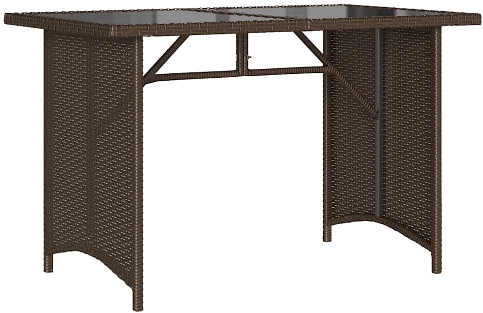 Stalas su stikliniu stalviršiu, rudas, 110x68x70cm, poliratanas