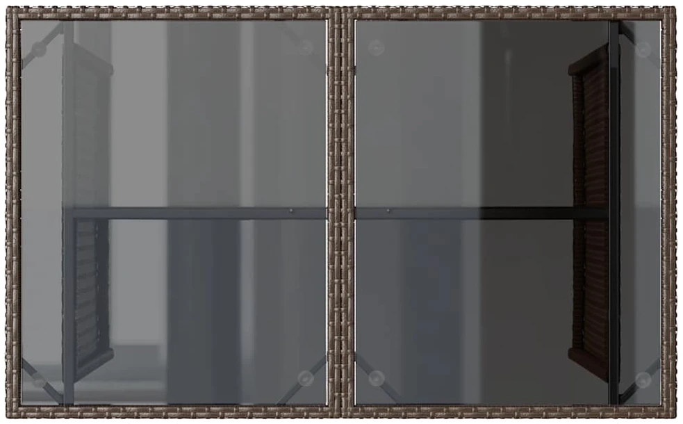 Stalas su stikliniu stalviršiu, rudas, 110x68x70cm, poliratanas