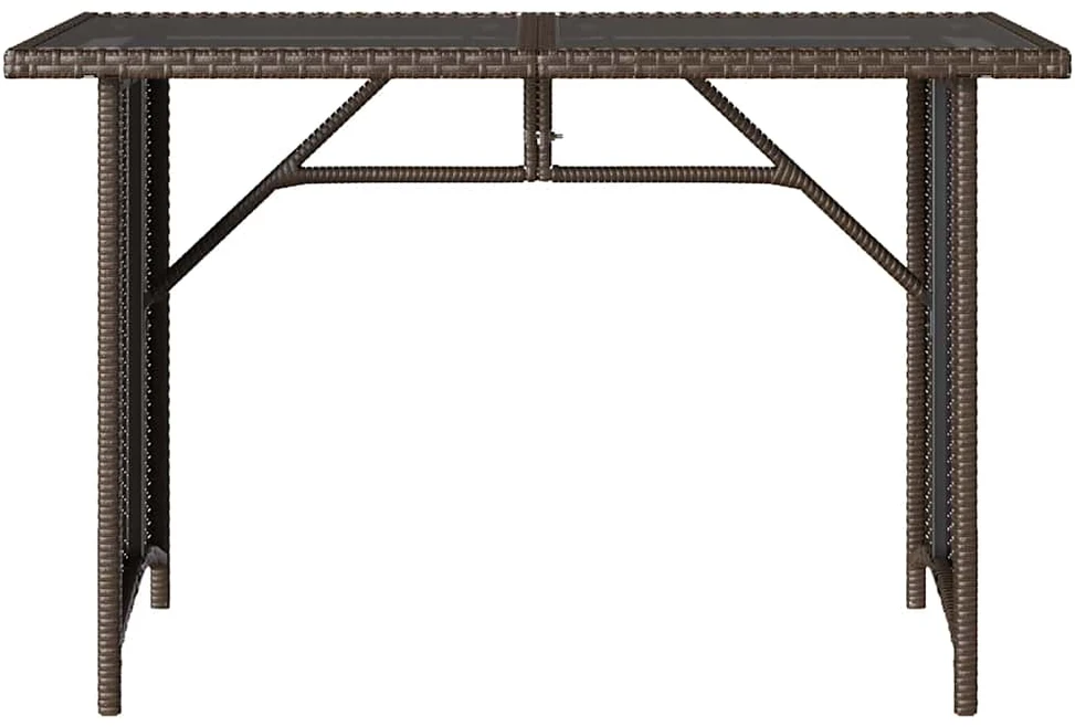 Stalas su stikliniu stalviršiu, rudas, 110x68x70cm, poliratanas
