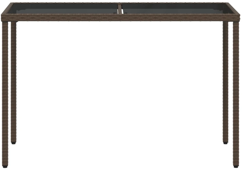 Stalas su stikliniu stalviršiu, rudas, 115x54x74cm, poliratanas