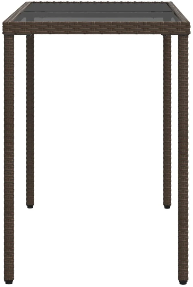 Stalas su stikliniu stalviršiu, rudas, 115x54x74cm, poliratanas
