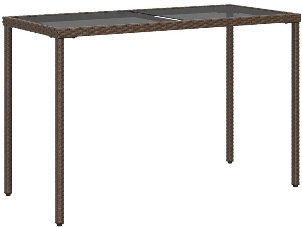 Stalas su stikliniu stalviršiu, rudas, 115x54x74cm, poliratanas
