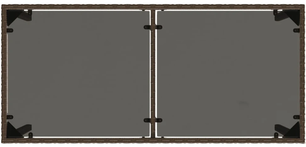 Stalas su stikliniu stalviršiu, rudas, 115x54x74cm, poliratanas
