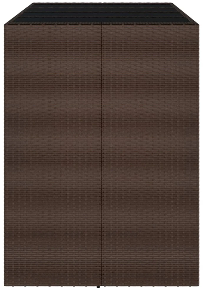 Stalas su stikliniu stalviršiu, rudas, 145x80x110cm, ratanas