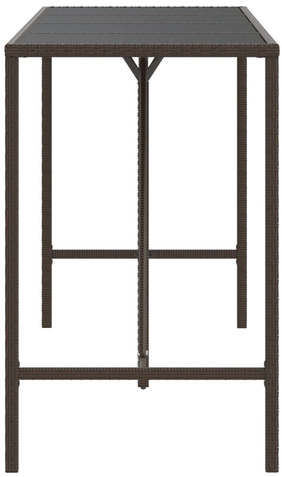 Stalas su stikliniu stalviršiu, rudas, 180x70x110cm, ratanas