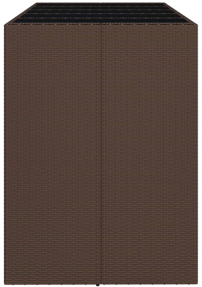 Stalas su stikliniu stalviršiu, rudas, 185x80x110cm, ratanas