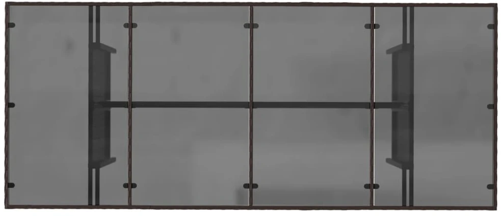 Stalas su stikliniu stalviršiu, rudas, 190x80x74cm, poliratanas