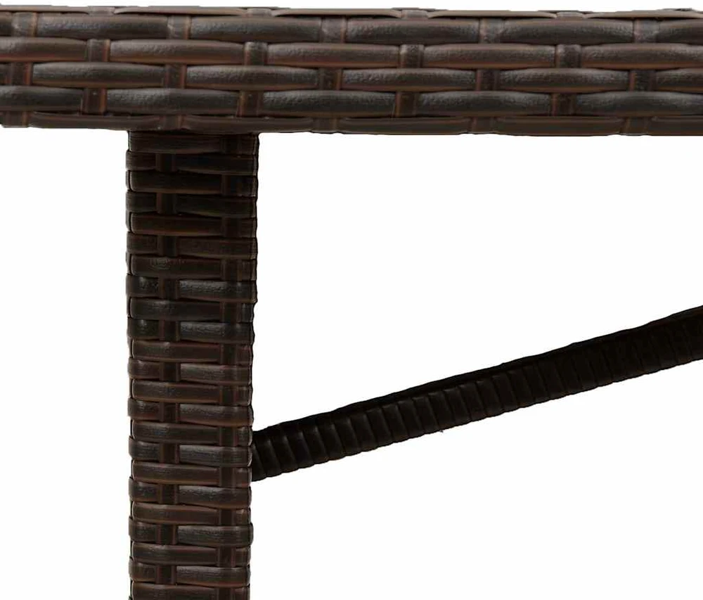 Stalas su stikliniu stalviršiu, rudas, 190x80x74cm, poliratanas