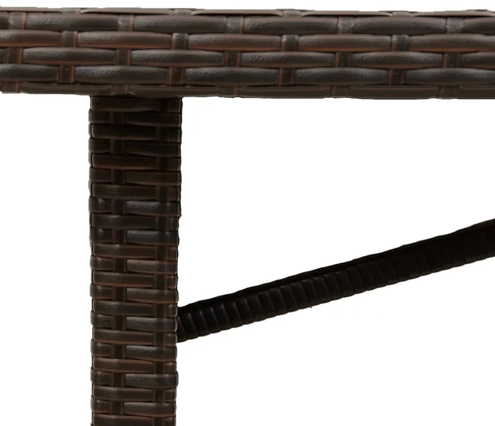 Stalas su stikliniu stalviršiu, rudas, 190x80x75cm, poliratanas