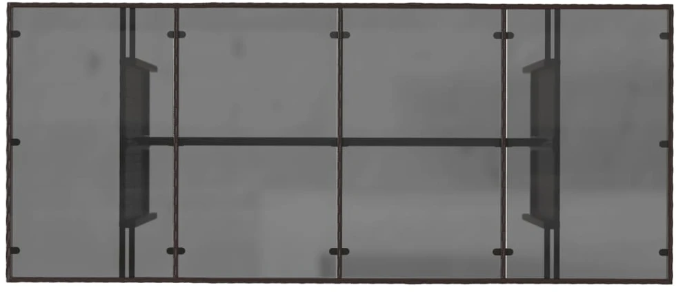 Stalas su stikliniu stalviršiu, rudas, 190x80x75cm, poliratanas