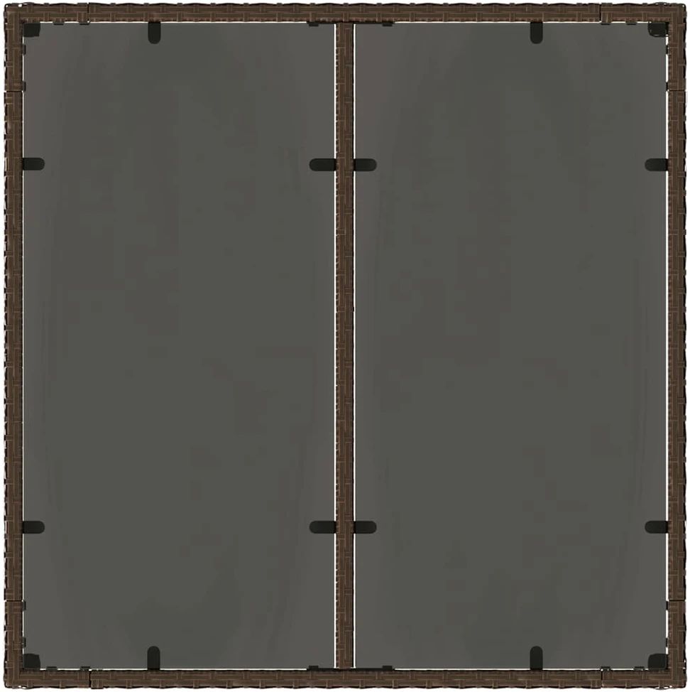 Stalas su stikliniu stalviršiu, rudas, 90x90x75cm, poliratanas
