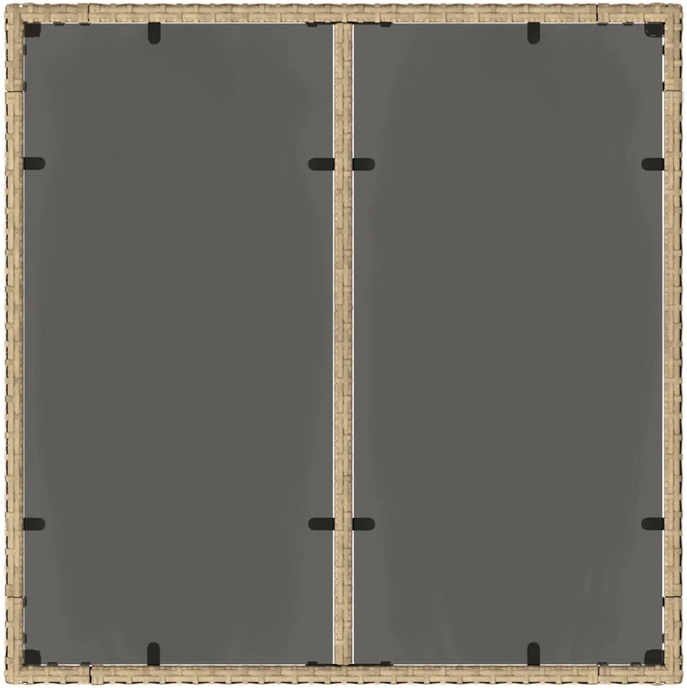 Stalas su stikliniu stalviršiu, smėlio, 90x90x75cm, poliratanas
