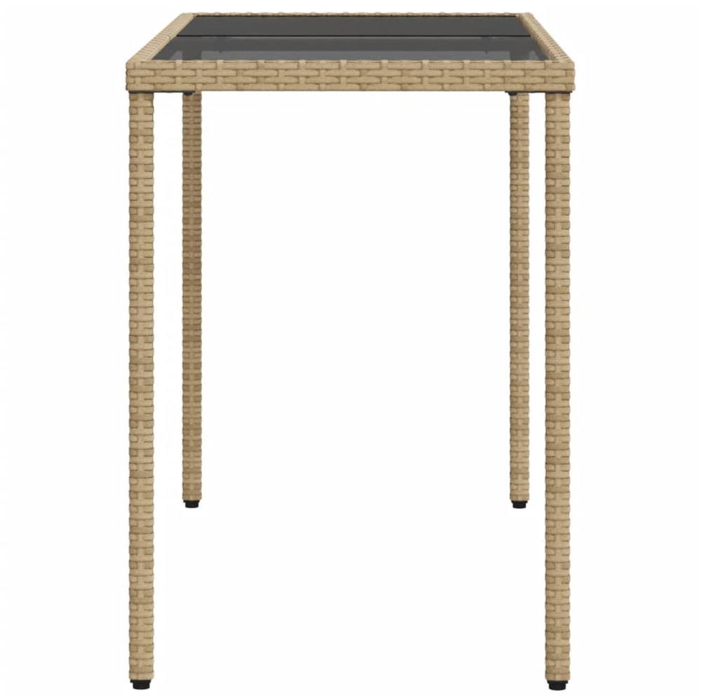 Stalas su stikliniu stalviršiu, smėlio, 115x54x74cm, PE ratanas