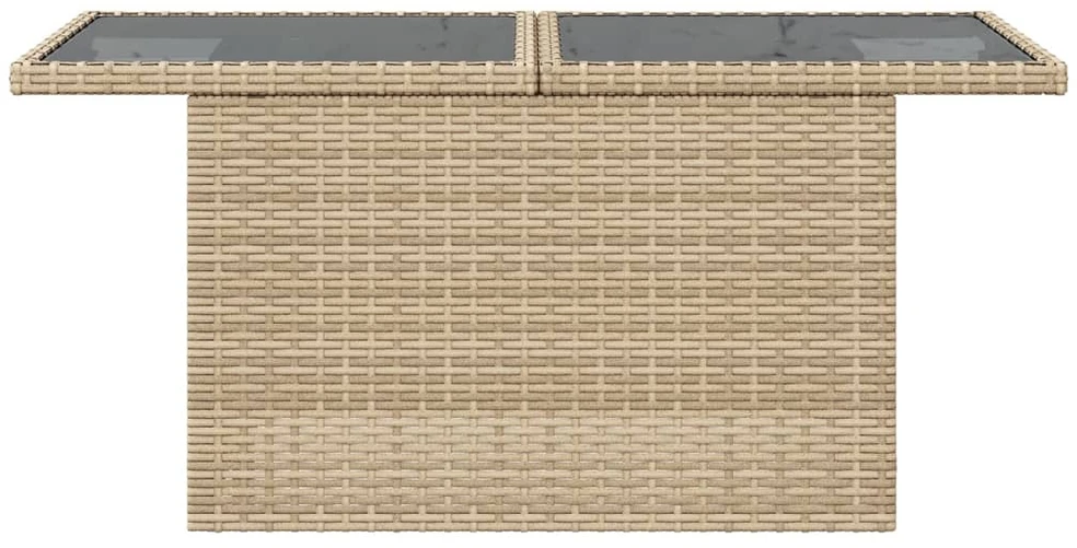 Stalas su stikliniu stalviršiu, smėlio, 100x55x73cm, PE ratanas