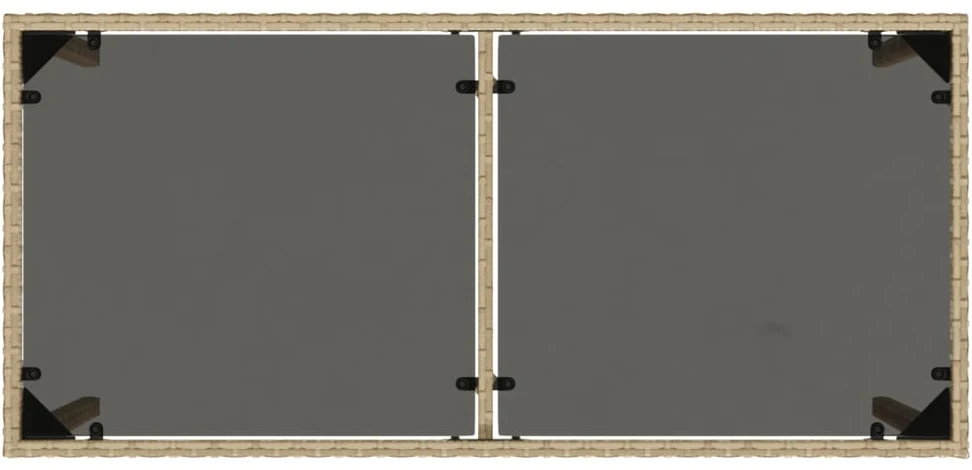 Stalas su stikliniu stalviršiu, smėlio, 115x54x74cm, PE ratanas