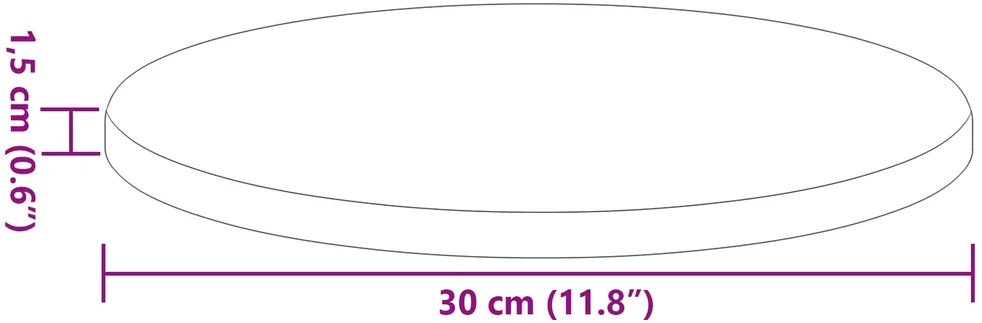 Stalo viršus Ø 30 x 1,5 cm Apvali Apdirbta mediena Juoda