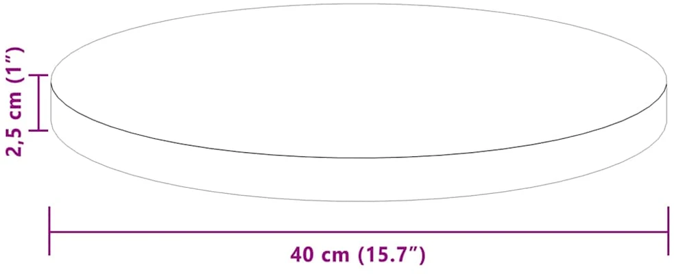 Stalo viršus Ø 40 x 2,5 cm Apvali Kietas ąžuolo medis