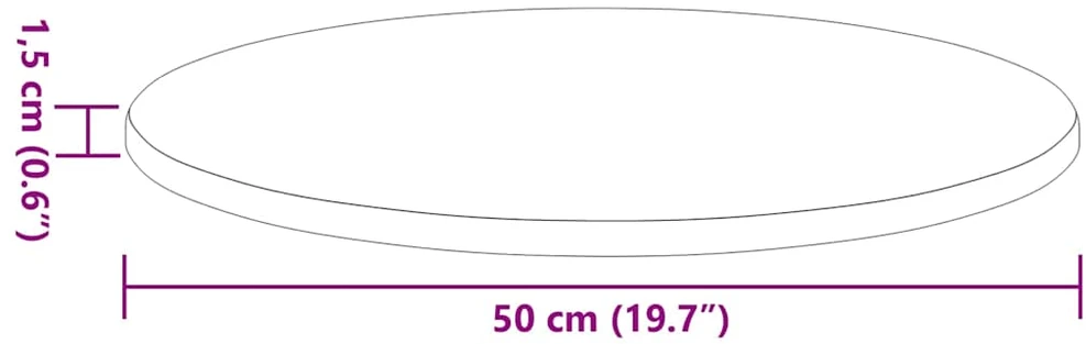 Stalo viršus Ø 50 x 1,5 cm Apvali Apdirbta mediena Betono pilka
