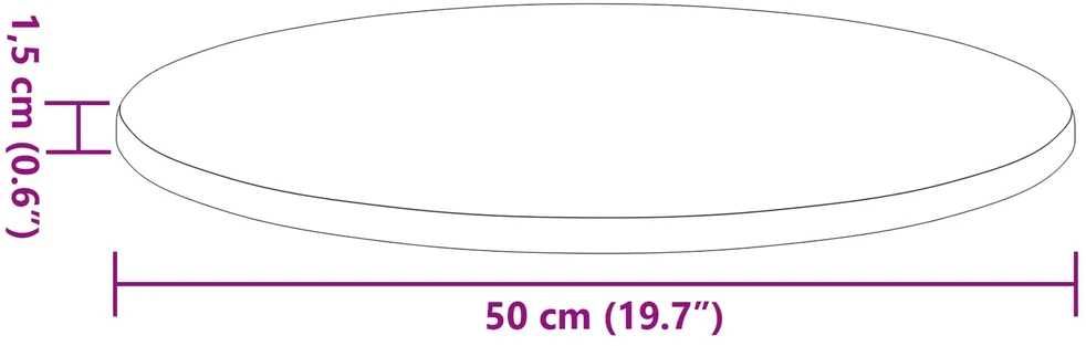 Stalo viršus Ø 50 x 1,5 cm Apvali Apdirbta mediena Balta