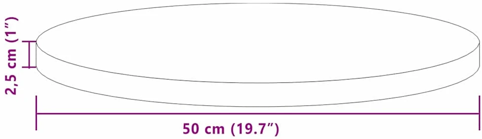 Stalo viršus Ø 50 x 2,5 cm Apvali Kietas ąžuolo medis