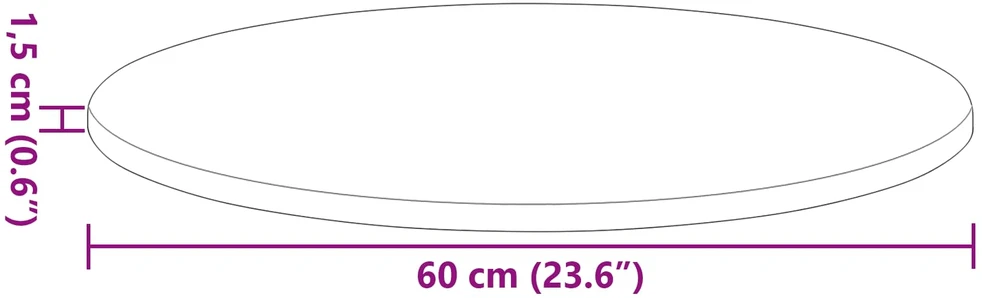 Stalo viršus Ø 60 x 1,5 cm Apvali Apdirbta mediena Juoda