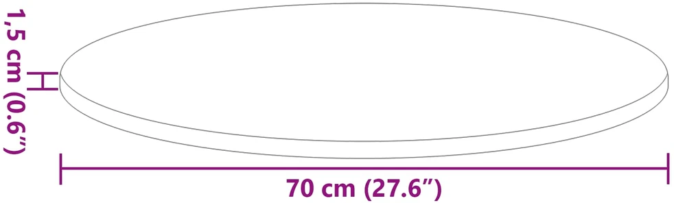 Stalo viršus Ø 70 x 1,5 cm Apvali Apdirbta mediena Juoda