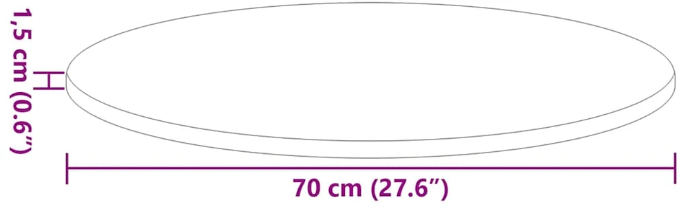 Stalo viršus Ø 70 x 1,5 cm Apvali Apdirbta mediena