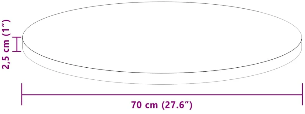 Stalo viršus Ø 70 x 2,5 cm Apvali Kietas ąžuolo medis