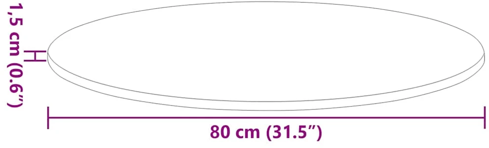 Stalo viršus Ø 80 x 1,5 cm Apvali Apdirbta mediena
