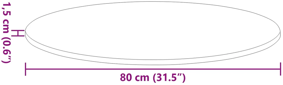 Stalo viršus Ø 80 x 1,5 cm Apvali Apdirbta mediena