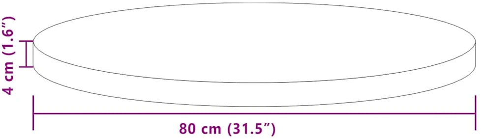 Stalo viršus Ø 80 x 4 cm Apvali Kietas ąžuolo medis
