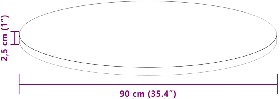 Stalo viršus Ø 90 x 2,5 cm Apvali Kietas ąžuolo medis