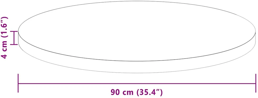 Stalo viršus Ø 90 x 4 cm Apvali Kietas ąžuolo medis