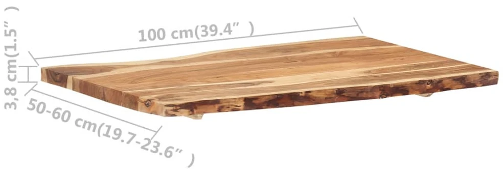 Stalviršis, 100x(50-60)x3,8cm, akacijos medienos masyvas