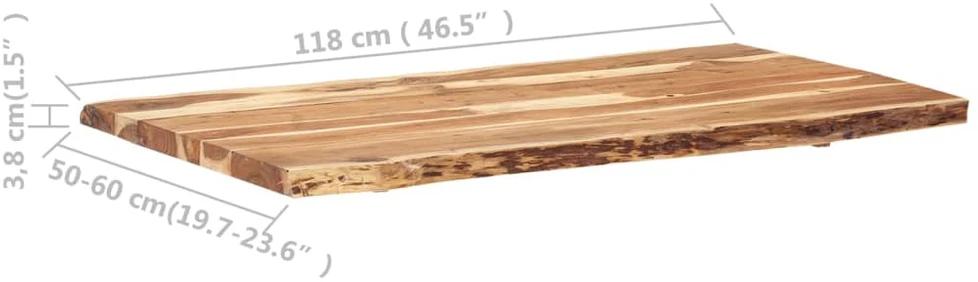 Stalviršis, 118x(50-60)x3,8cm, akacijos medienos masyvas