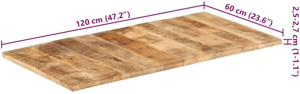 Stalviršis, 120x60cm, mango medienos masyvas, 25–27mm