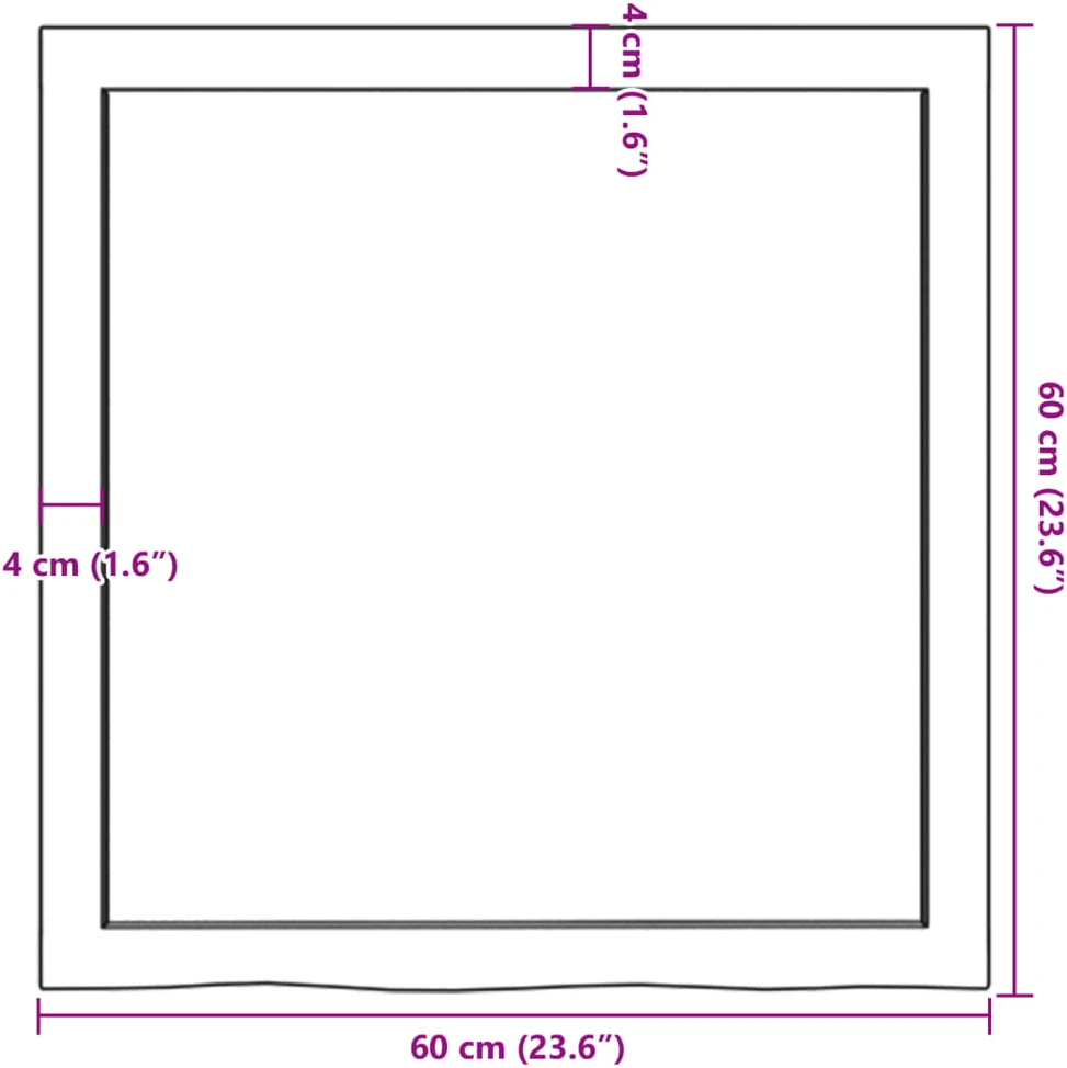 Stalviršis, 60x60x(2–4)cm, neapdorotas ąžuolo medienos masyvas