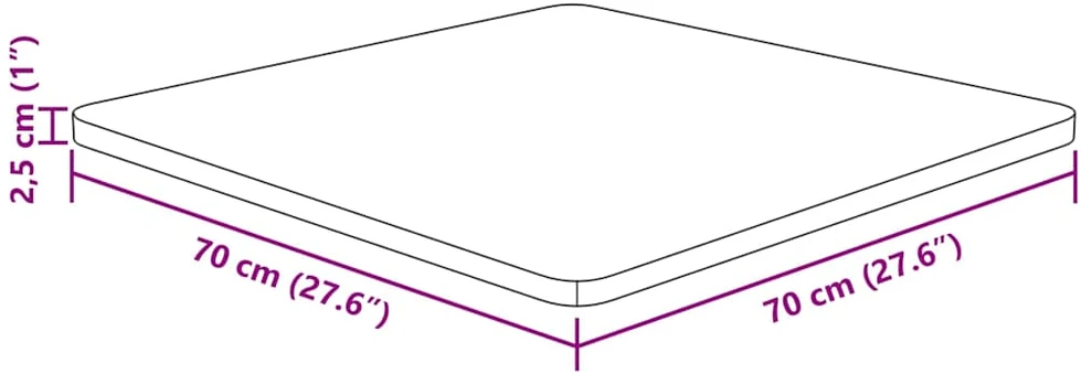 Stalviršis, 70x70x2,5cm, neapdorotas ąžuolo medienos masyvas