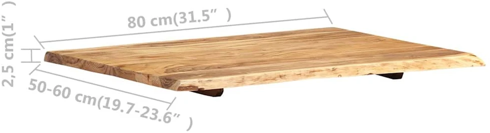 Stalviršis, 80x(50-60)x2,5cm, akacijos medienos masyvas